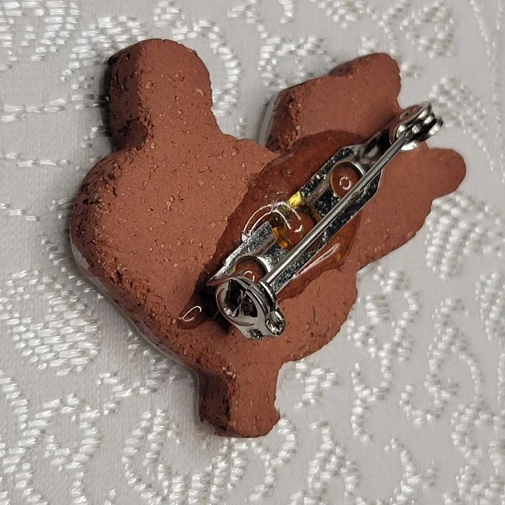 Vintage Hand Painted Calico Cat Brooch Pin Kitty Cute‎ Sweet